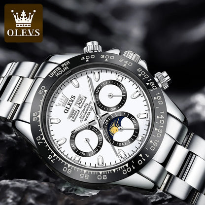 6654 Luxury Mens Watch Chronograph Automatic Mechanical Wristwatch Waterproof Luminous Top Brand Watch for Man Date Sport