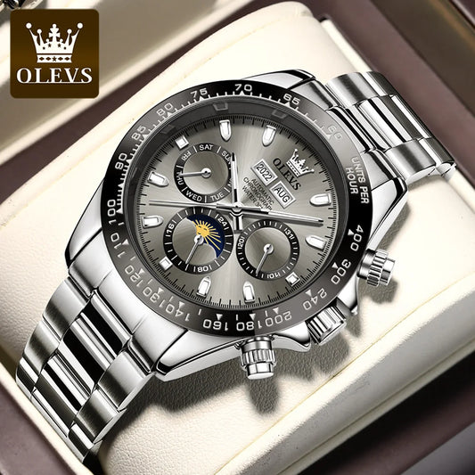 6654 Luxury Mens Watch Chronograph Automatic Mechanical Wristwatch Waterproof Luminous Top Brand Watch for Man Date Sport