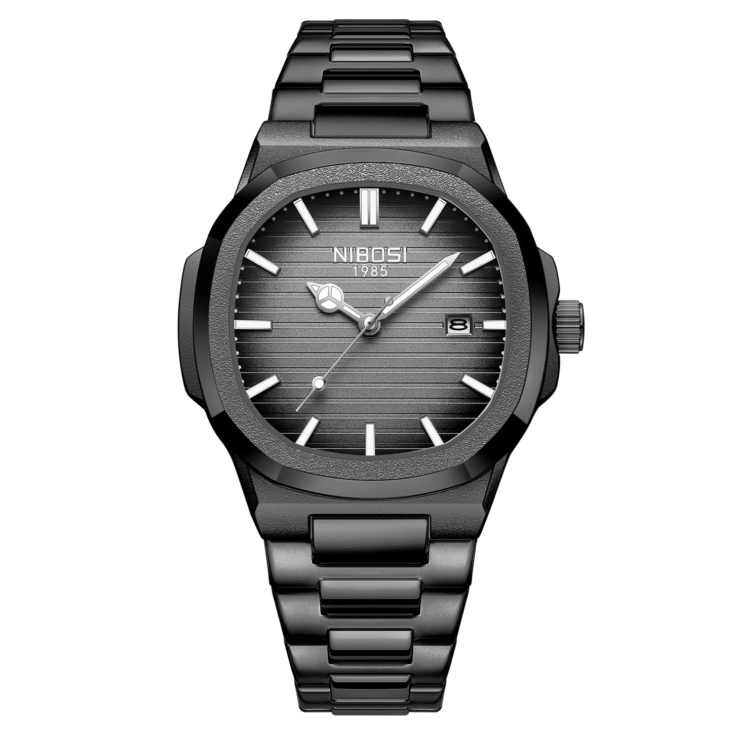 NIBOSI Brand Mens Watches Quartz Movement Watch Luxury Stainless Steel Calendar Waterproof Sport Simple Wristwatches for Man
