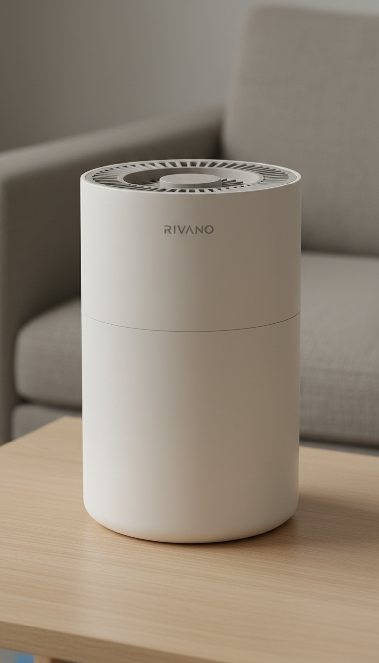 Air purifier with brushed metal accents